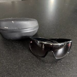 Emporio Armani Black Shield Sunglasses with Black Case Y2K vintage